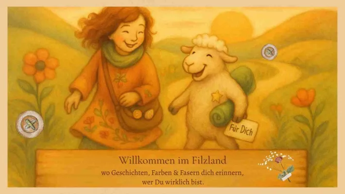 „ydia und Wolly auf dem Weg durchs Filzland – Geschichten, Farben & Fasern zum Erinnern und Wirken